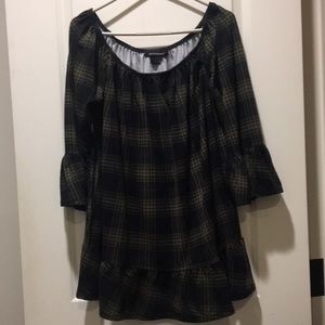 Ashley Stewart womens Plaid Ruffle Top trumpet ruffle Sleeves plus size 18/20